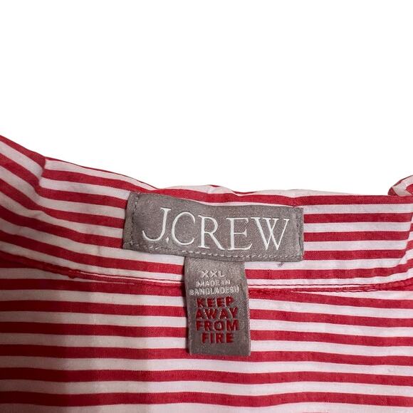 J. Crew Red & White Striped Cotton Pajama Set Size XXL Relaxed Fit Pants Shirt - Picture 4 of 8
